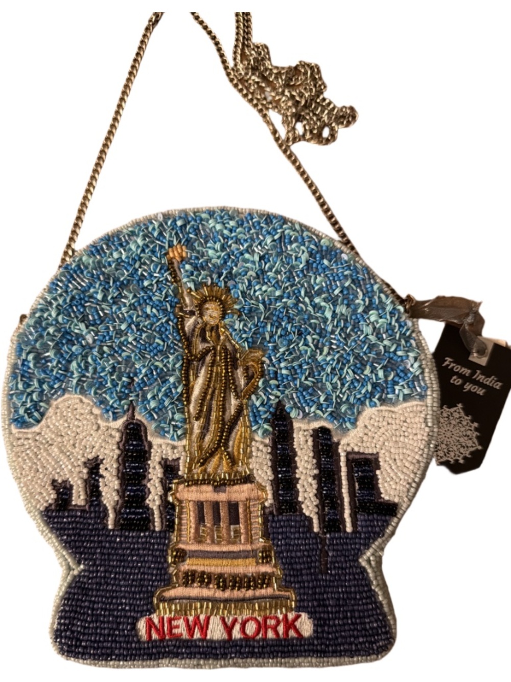 New York Snow Globe Beaded Bag NWT From India to You Viral TikTok Statue Skyline